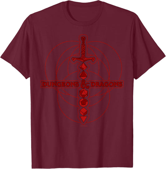 Dungeons & Dragons Dice Sword Logo T-Shirt - T-Shirt | Maroon
