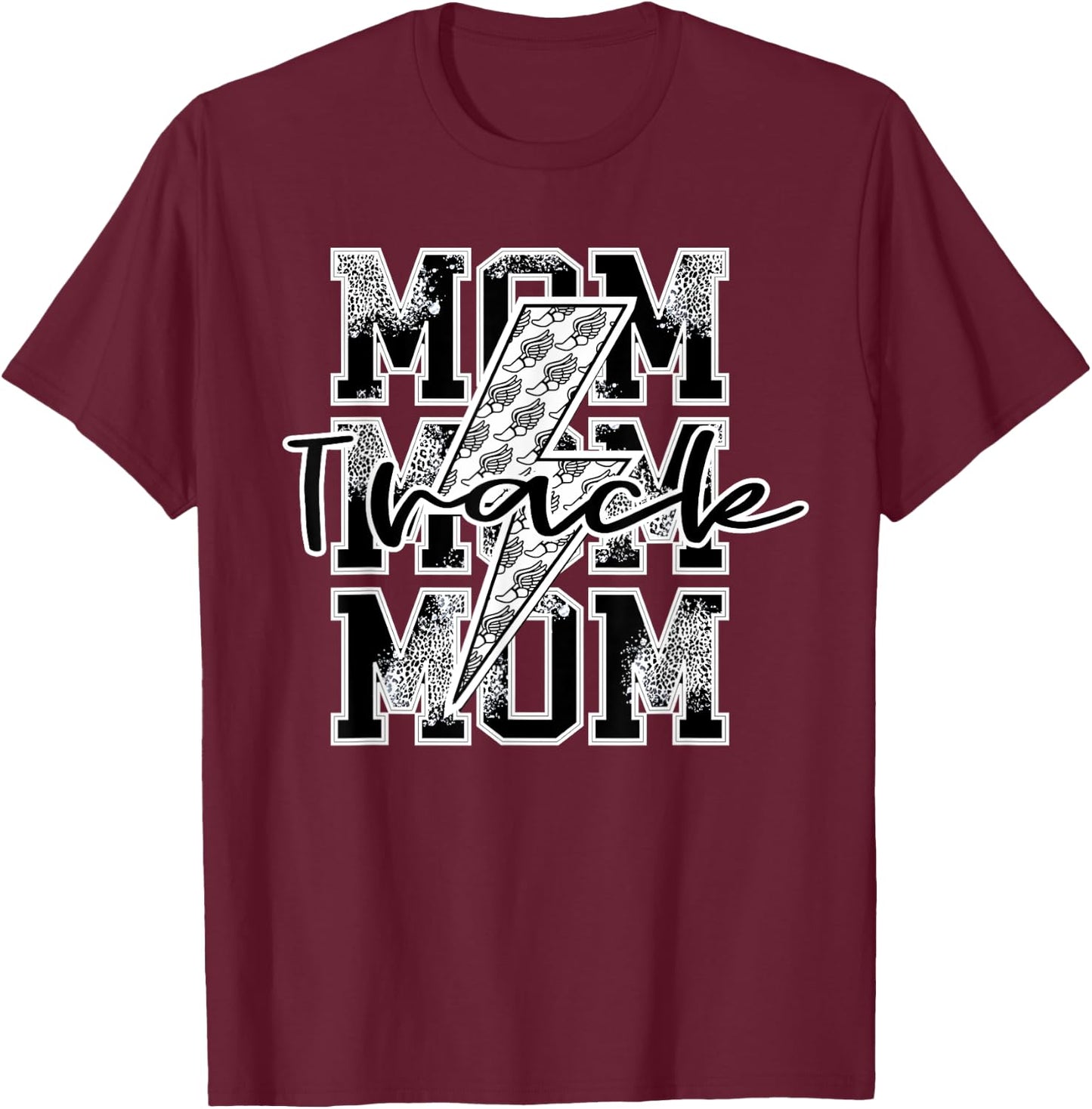 Track Mom Lightning Bolt Cross Country Mom Running Shoe Mom T-Shirt - T-Shirt | Maroon
