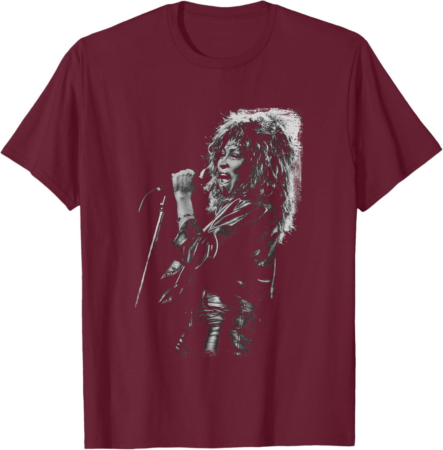 Tina Turner Singing Live B&W by Stephen Wright T-Shirt - T-Shirt | Maroon