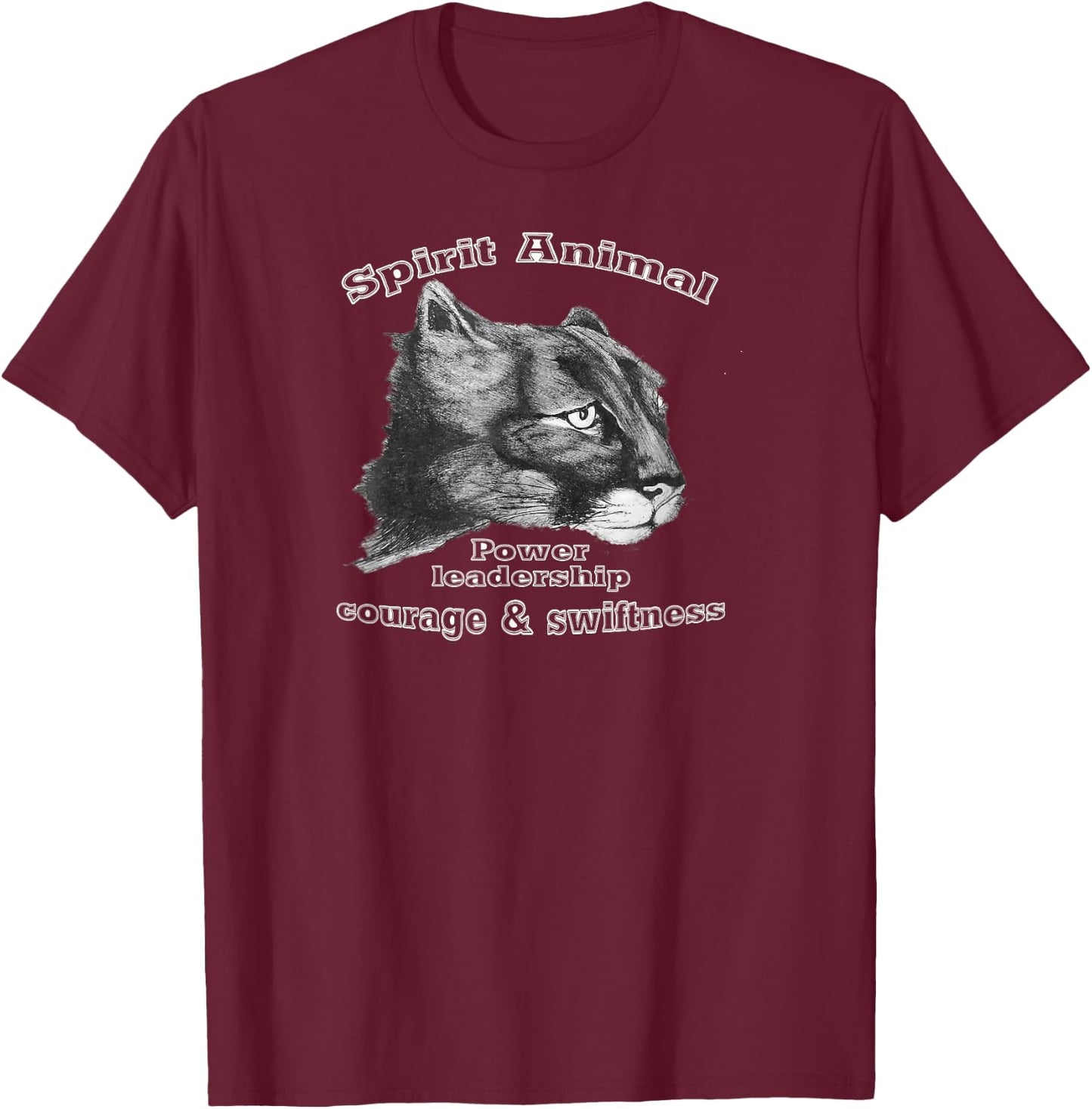 Puma. Mountain Lion. Cougar. Spirit Animal. Totem T-Shirt - T-Shirt | Maroon
