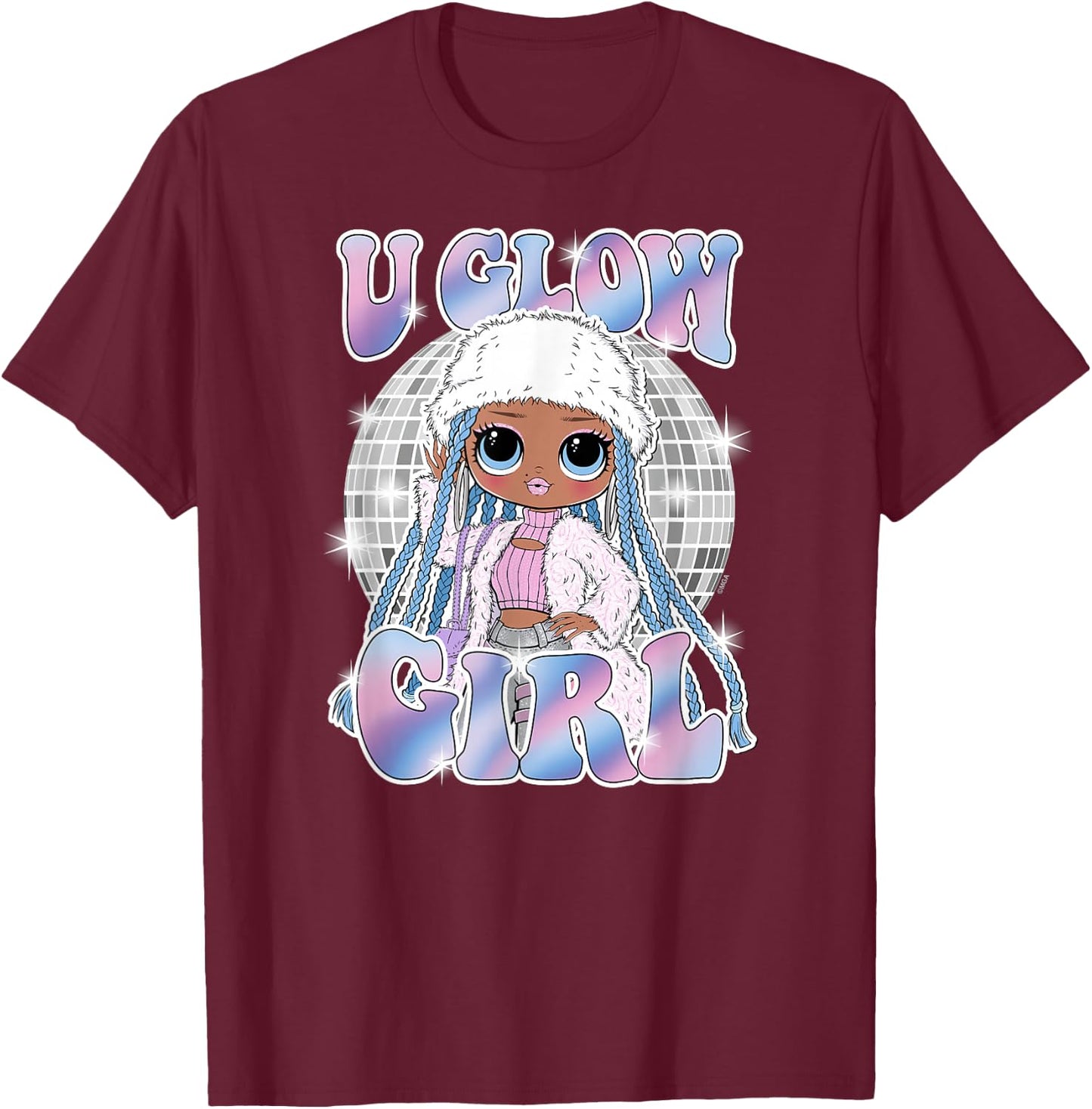 LOL Surprise! - Lady Braids Retro Disco U Glow Girl T-Shirt - T-Shirt | Maroon