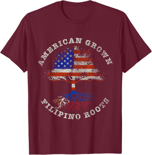 American Grown With Filipino Roots Philippines T-Shirt - T-Shirt | Maroon