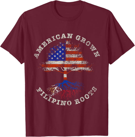 American Grown With Filipino Roots Philippines T-Shirt - T-Shirt | Maroon