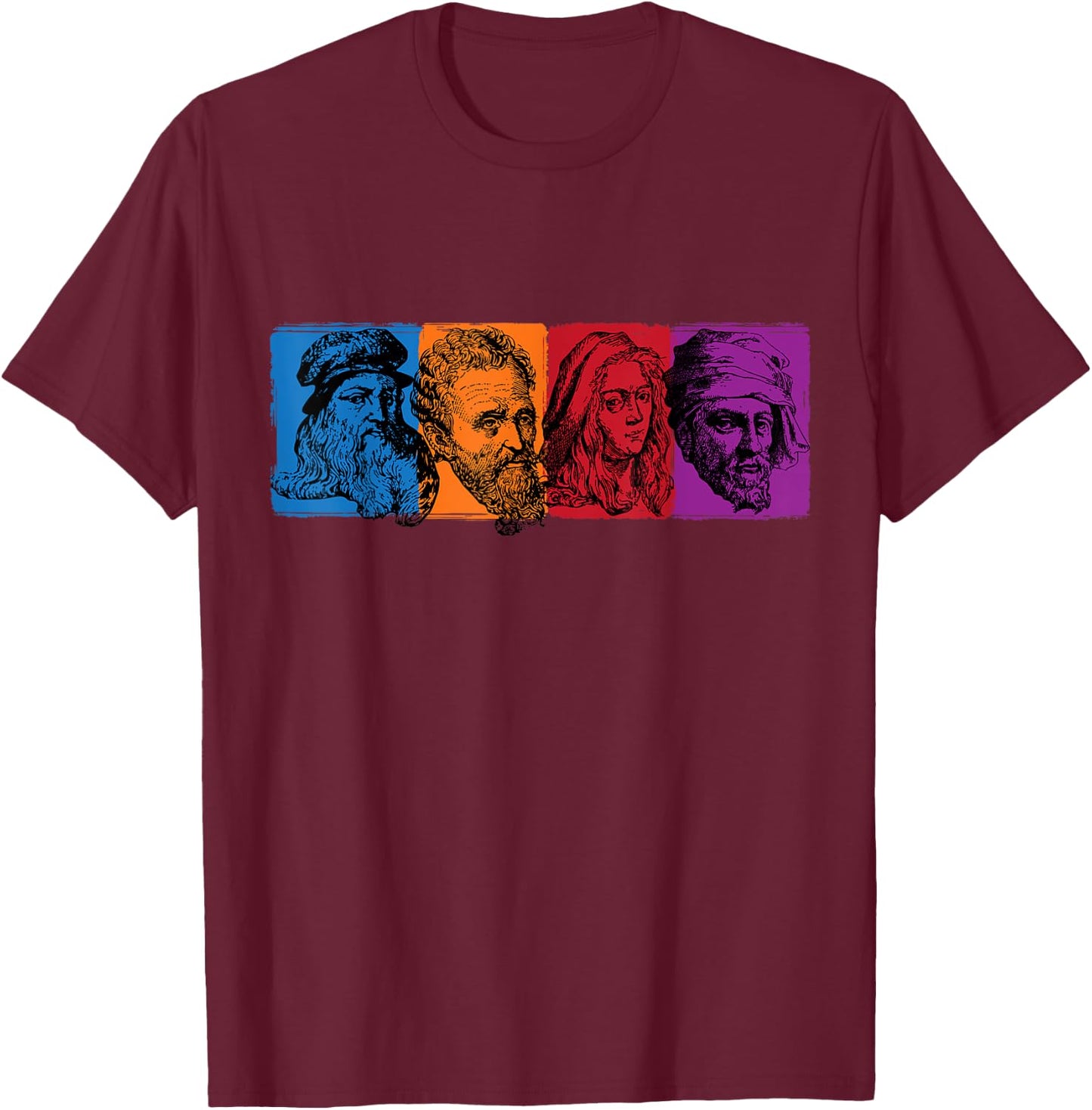 Ninja Artist Renaissance Michelangelo Leonardo Donatello T-Shirt - T-Shirt | Maroon