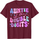 Auntie Of The Double Digits Daughter Groovy Aunt Retro Theme T-Shirt - T-Shirt | Maroon