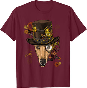 Greyhound Steampunk Dog Medieval Victorian Greyhound Lover T-Shirt - T-Shirt | Maroon