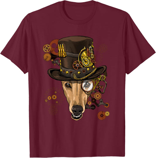 Greyhound Steampunk Dog Medieval Victorian Greyhound Lover T-Shirt - T-Shirt | Maroon