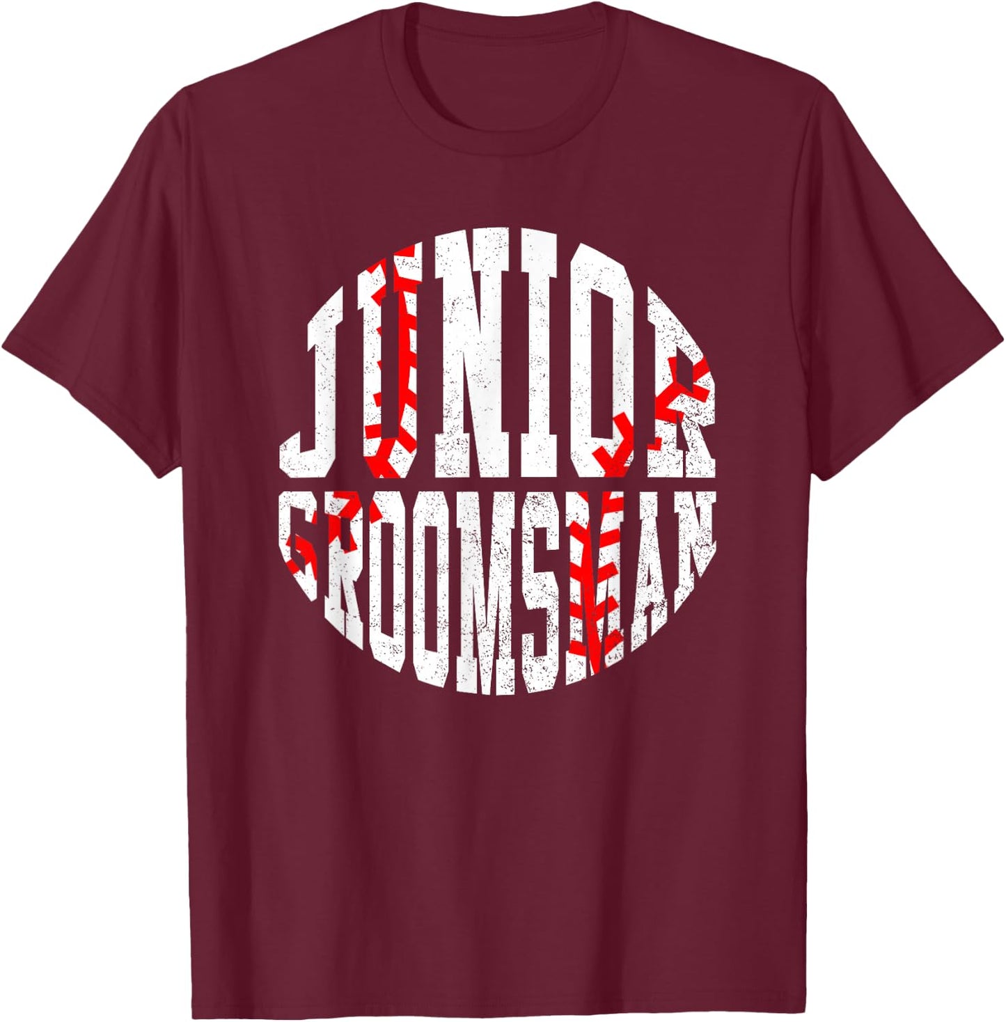 Kids Jr Junior Groomsman Baseball Player Wedding Party T-Shirt - T-Shirt | Maroon