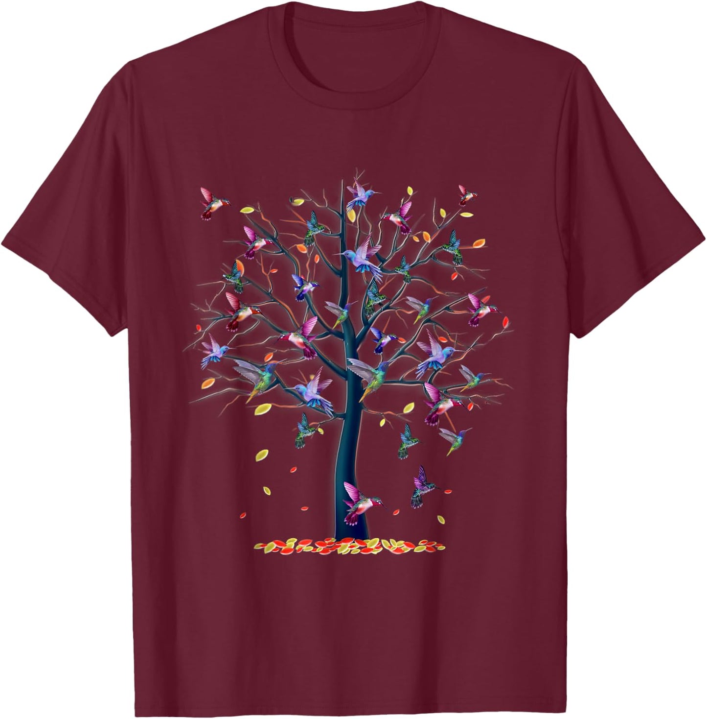 Hummingbird Tree Beautiful Tropical Bird T-Shirt - T-Shirt | Maroon