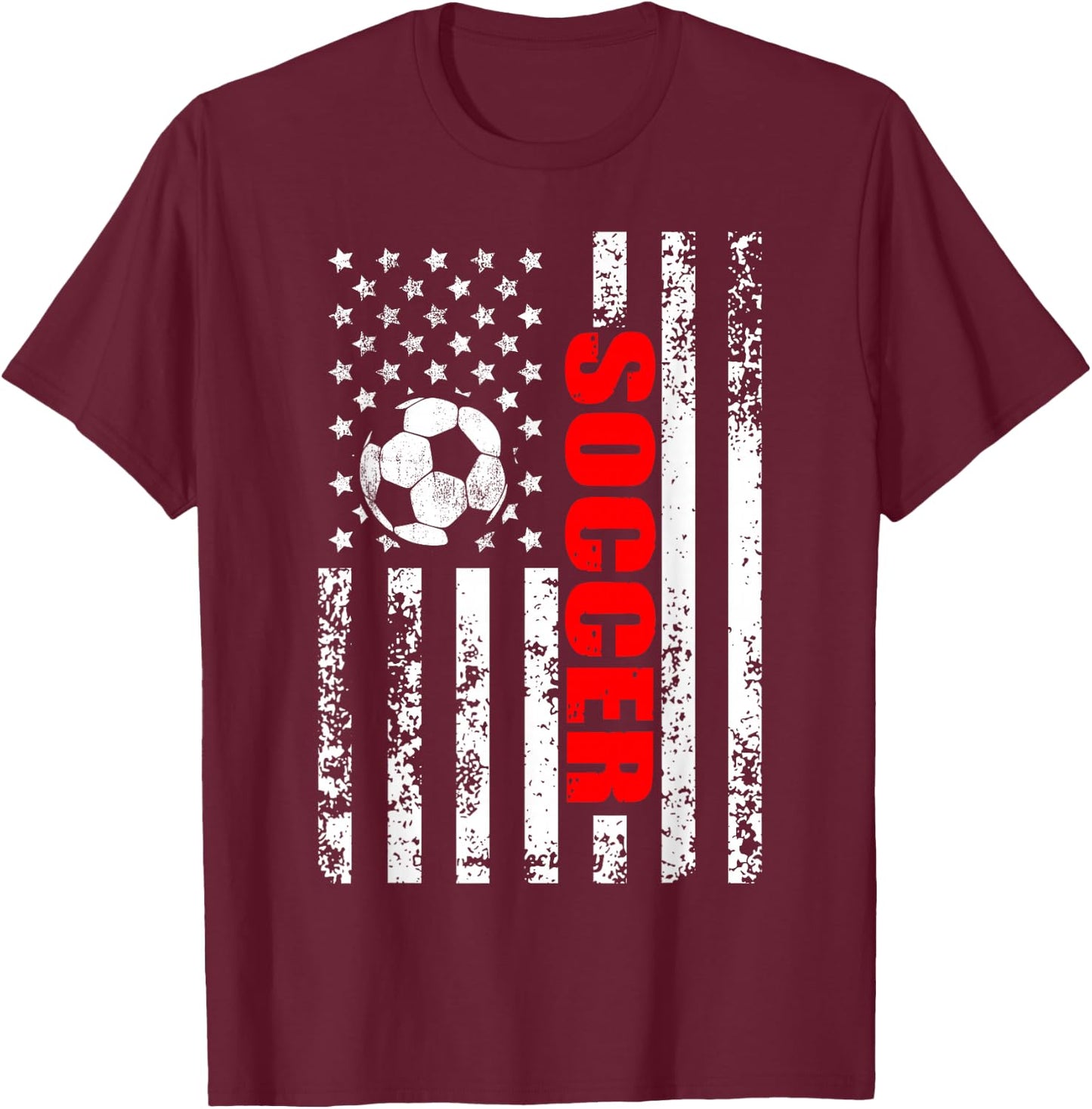 US American Flag Soccer Patriotic Soccer T-Shirt - T-Shirt | Maroon