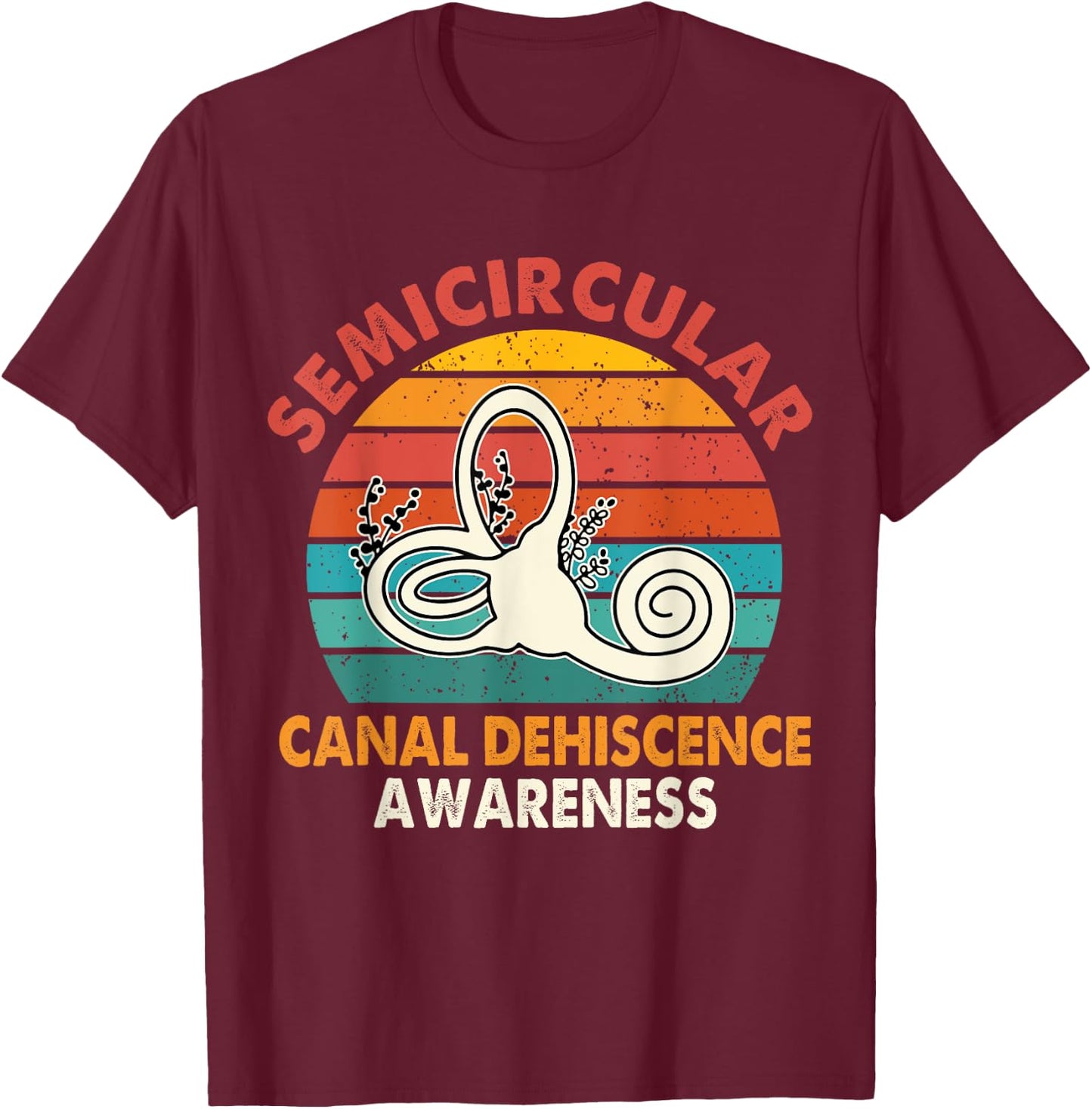Retro SCDS Awareness Semicircular Canal Dehiscence Awareness T-Shirt - T-Shirt | Maroon
