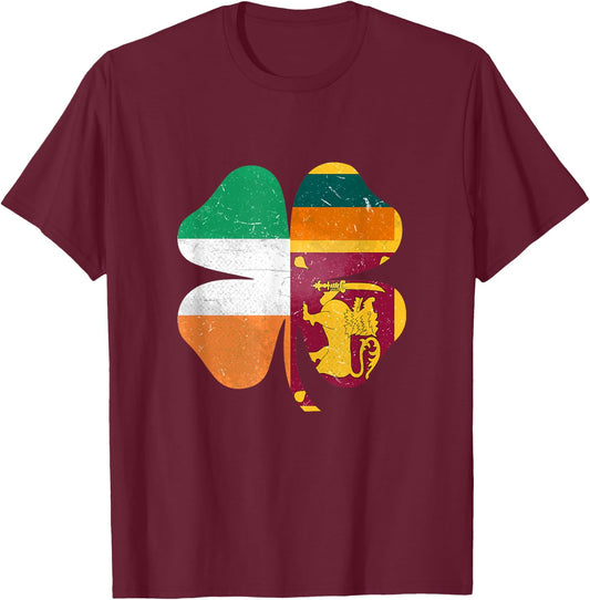 Sri Lankan Irish Shamrock Sri Lanka Ireland St Patrick's Day T-Shirt - T-Shirt | Maroon