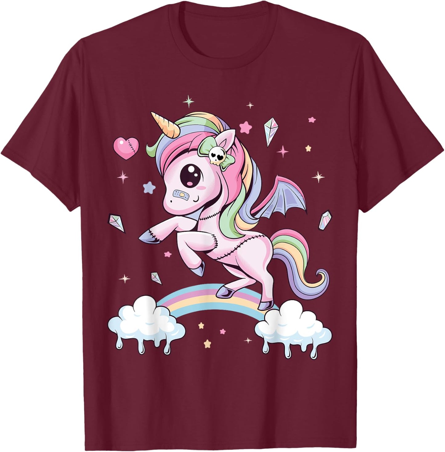 Pastel Goth Cute Creepy Unicorn Wiccan Kawaii Menhera Witchy T-Shirt - T-Shirt | Maroon