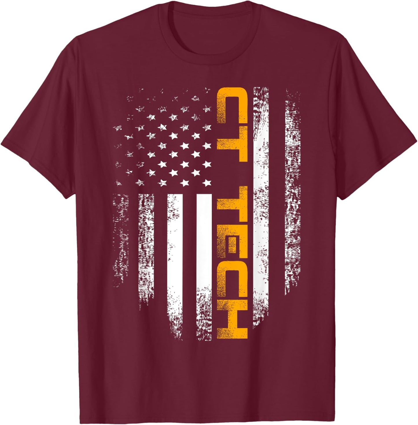 Vintage CT Tech With American Flag For Doctor Gift T-Shirt - T-Shirt | Maroon