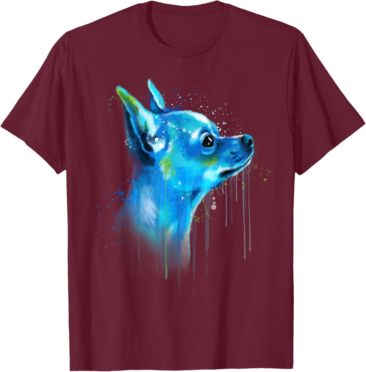 Cute Chihuahua Watercolor Painting Art T-Shirt - T-Shirt | Maroon