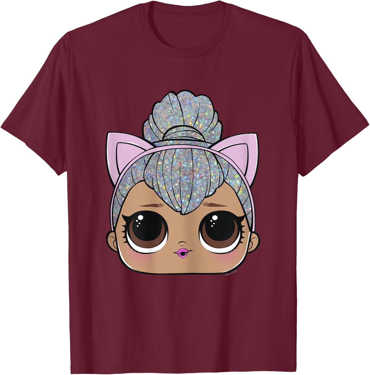 LOL Surprise Kitty Queen Big Face T-Shirt - T-Shirt | Maroon