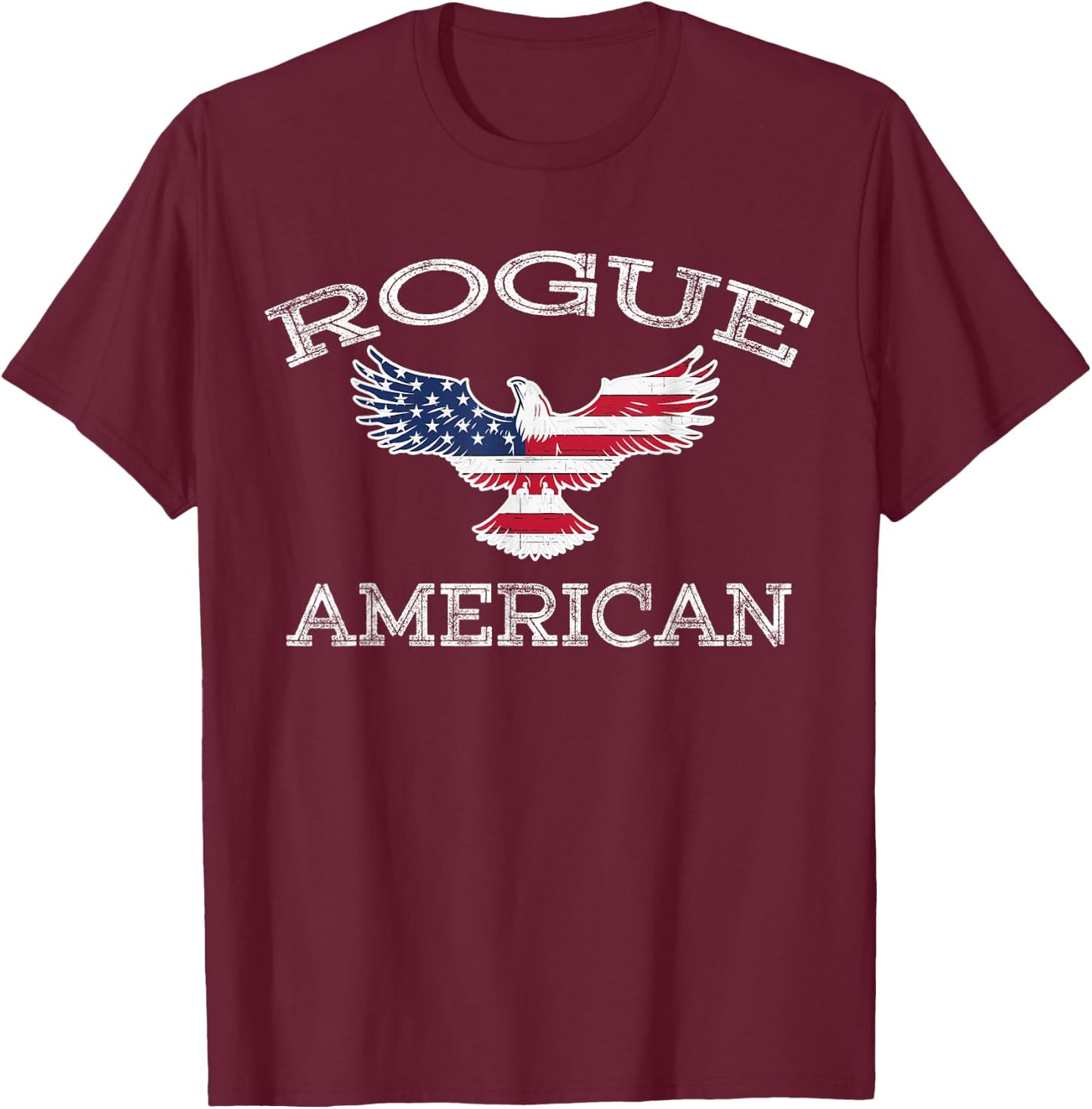 Rogue America Distressed USA Flag Eagle T-Shirt - T-Shirt | Maroon