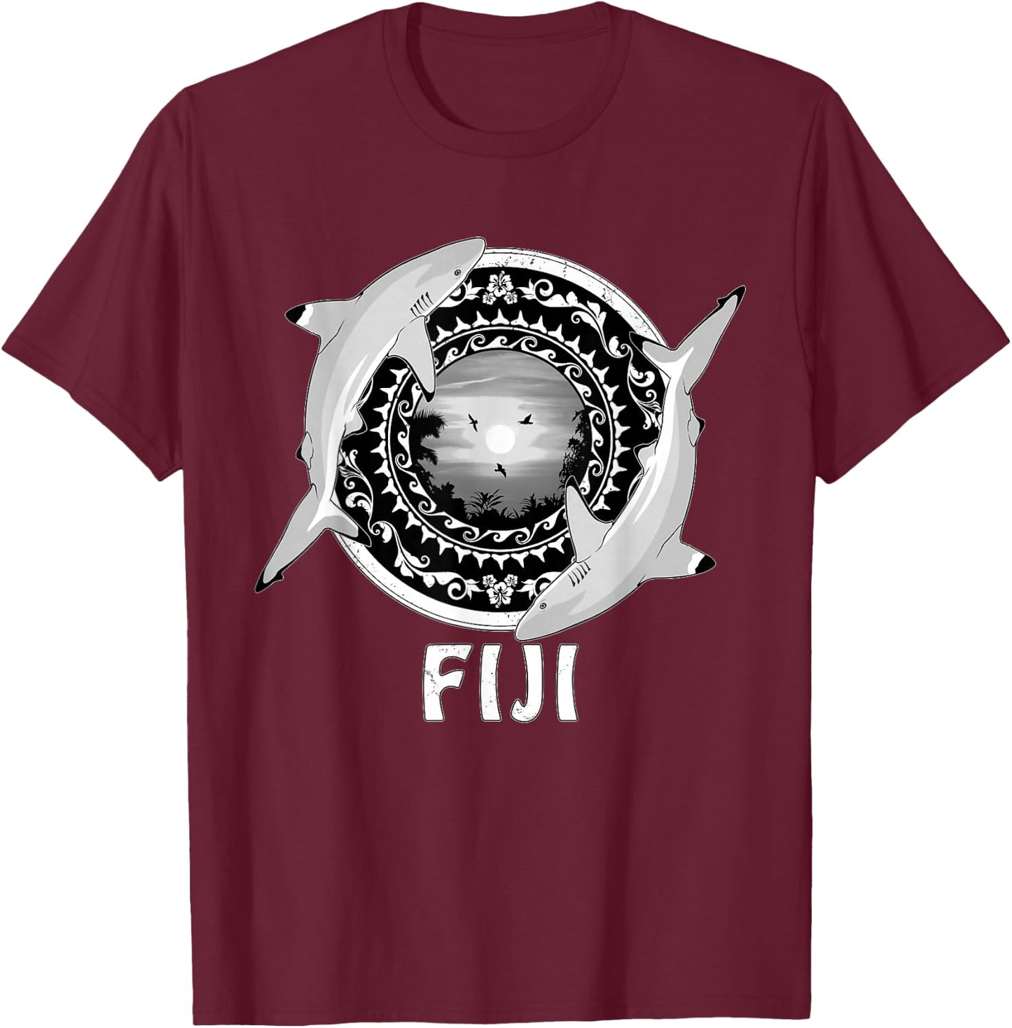 Fiji blacktip reef shark, Republic of Fiji Islands T-Shirt - T-Shirt | Maroon