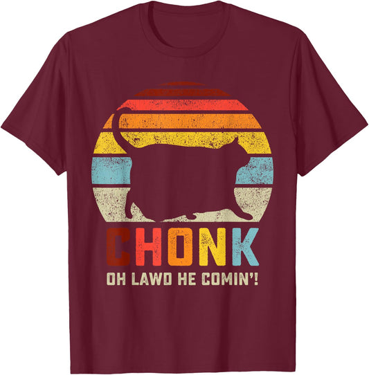 Chonk Cat Scale Meme Funny Retro Style Vintage Cats Memes T-Shirt - T-Shirt | Maroon
