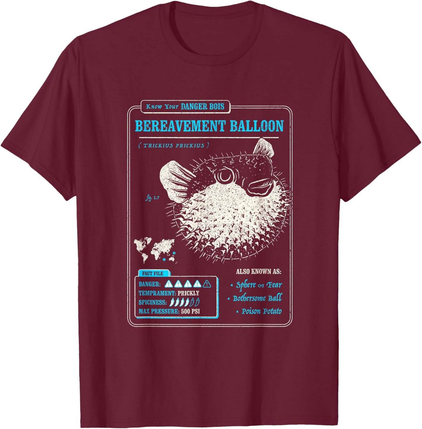 Know Your Bereavement Balloon (AKA PufferFish, Blowfish) T-Shirt - T-Shirt | Maroon
