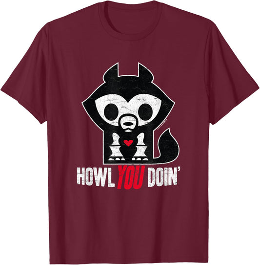 Skelanimals Jae Wolf Vintage Faded Howl You Doin' Logo T-Shirt - T-Shirt | Maroon