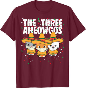 The Three Amigos Mexican Cinco de Mayo Cute Cats Ameowgos T-Shirt - T-Shirt | Maroon