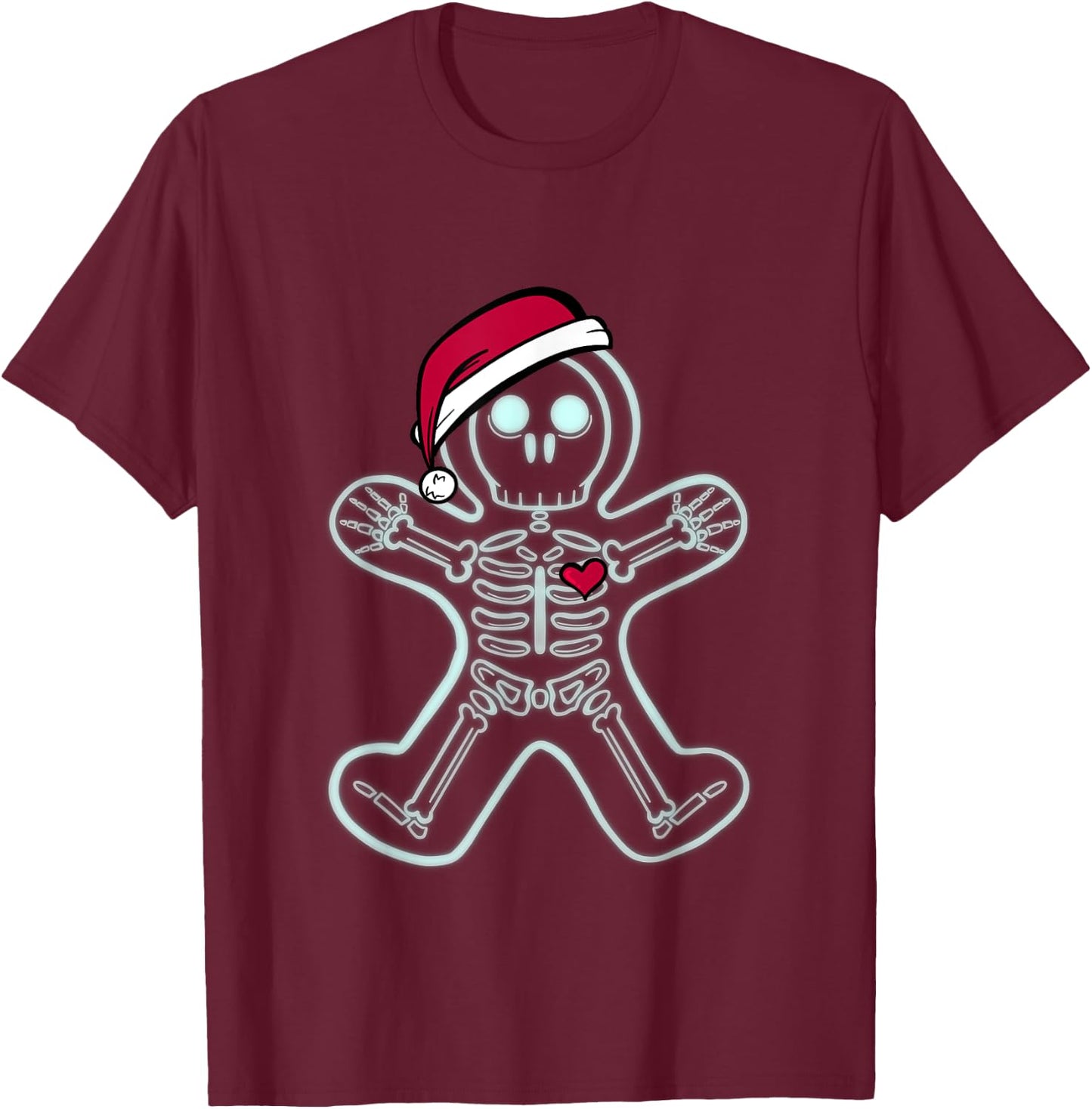 X-Ray Gingerbread Man Skeleton Christmas Nurse Xray Tech T-Shirt - T-Shirt | Maroon