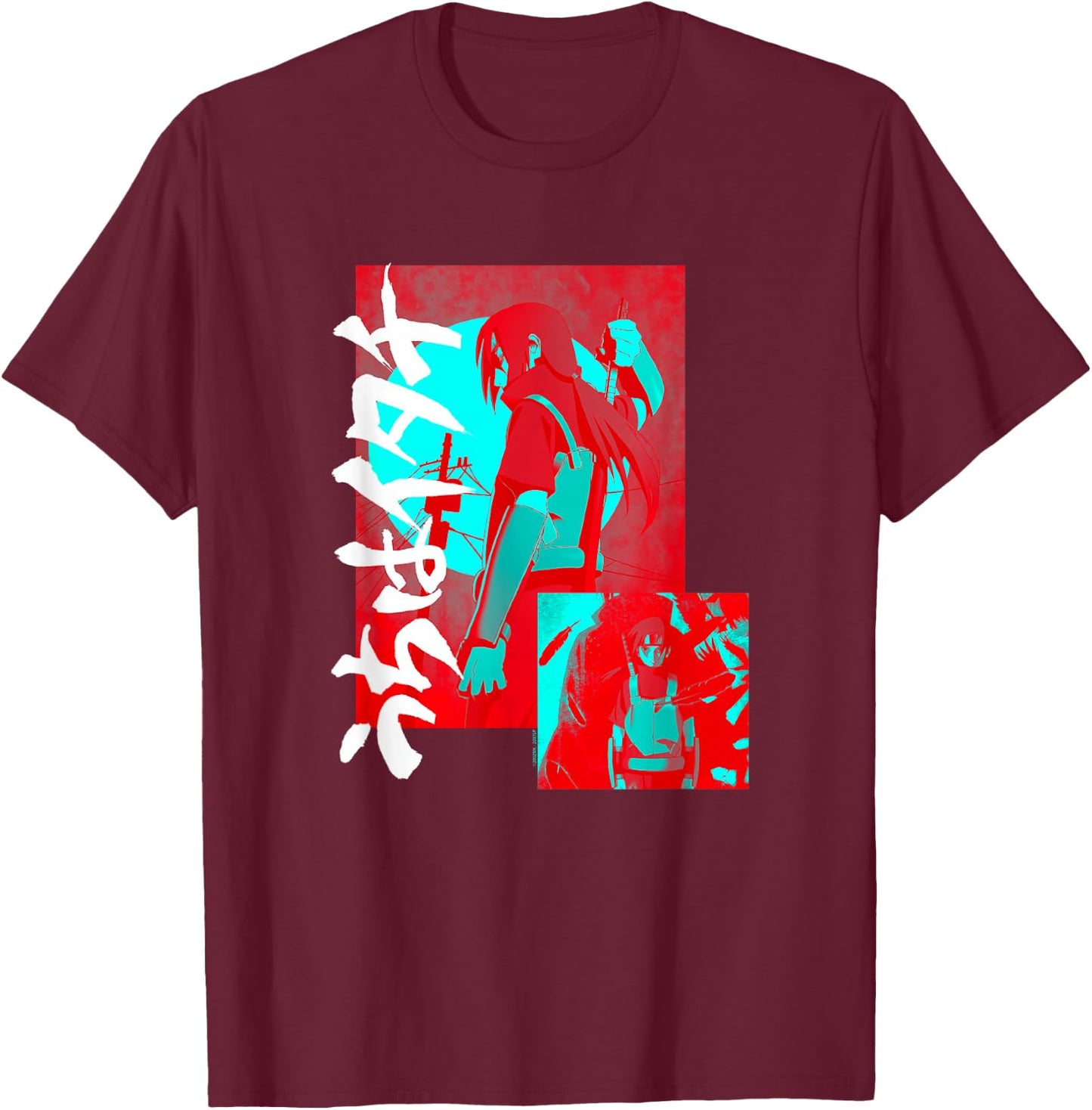 Naruto Shippuden Itachi Blue and Red T-Shirt - T-Shirt | Maroon
