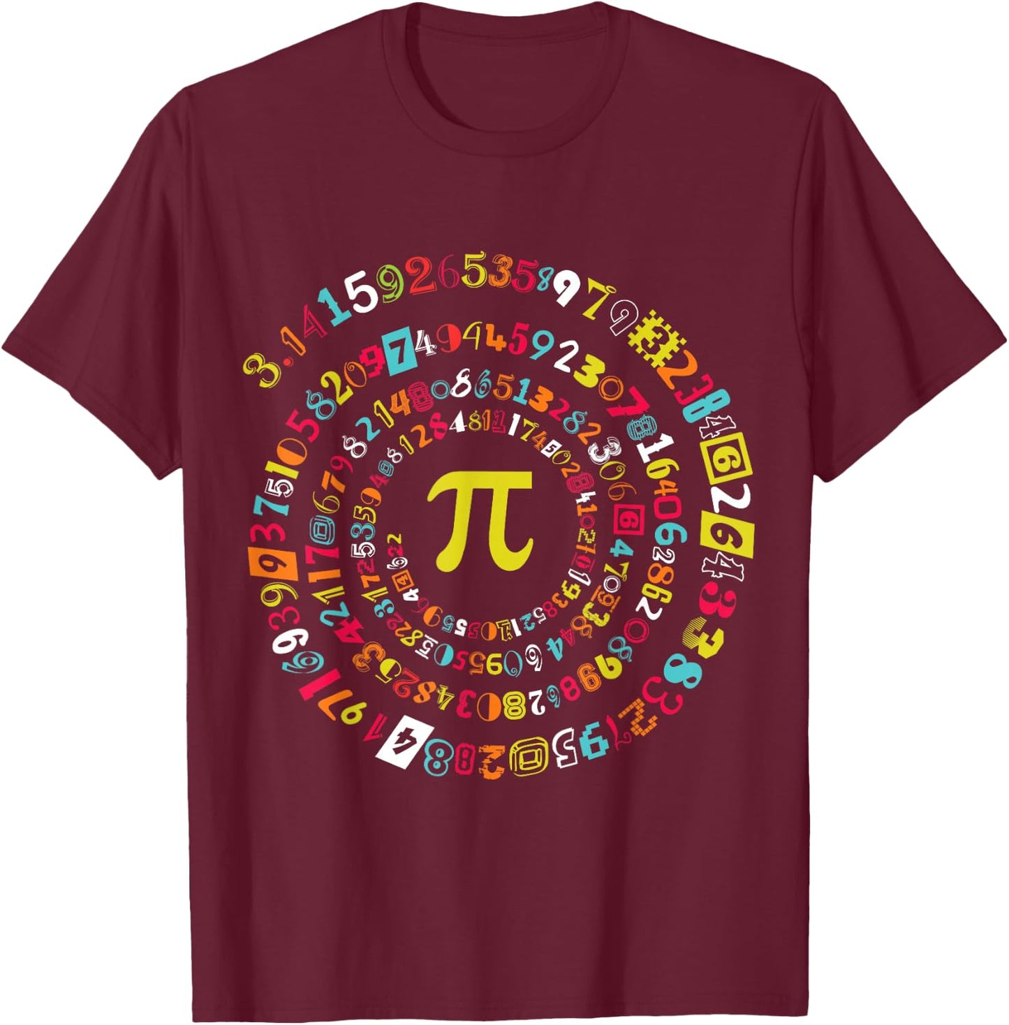 Funny Pi Day Spiral Pi Math T-Shirt - T-Shirt | Maroon