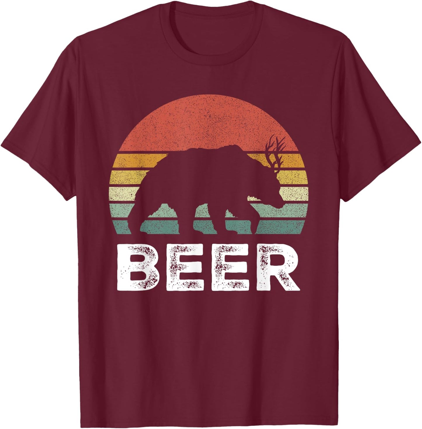Retro Bear Deer Shirt Animal Lover Gifts Funny Beer Vintage T-Shirt - T-Shirt | Maroon