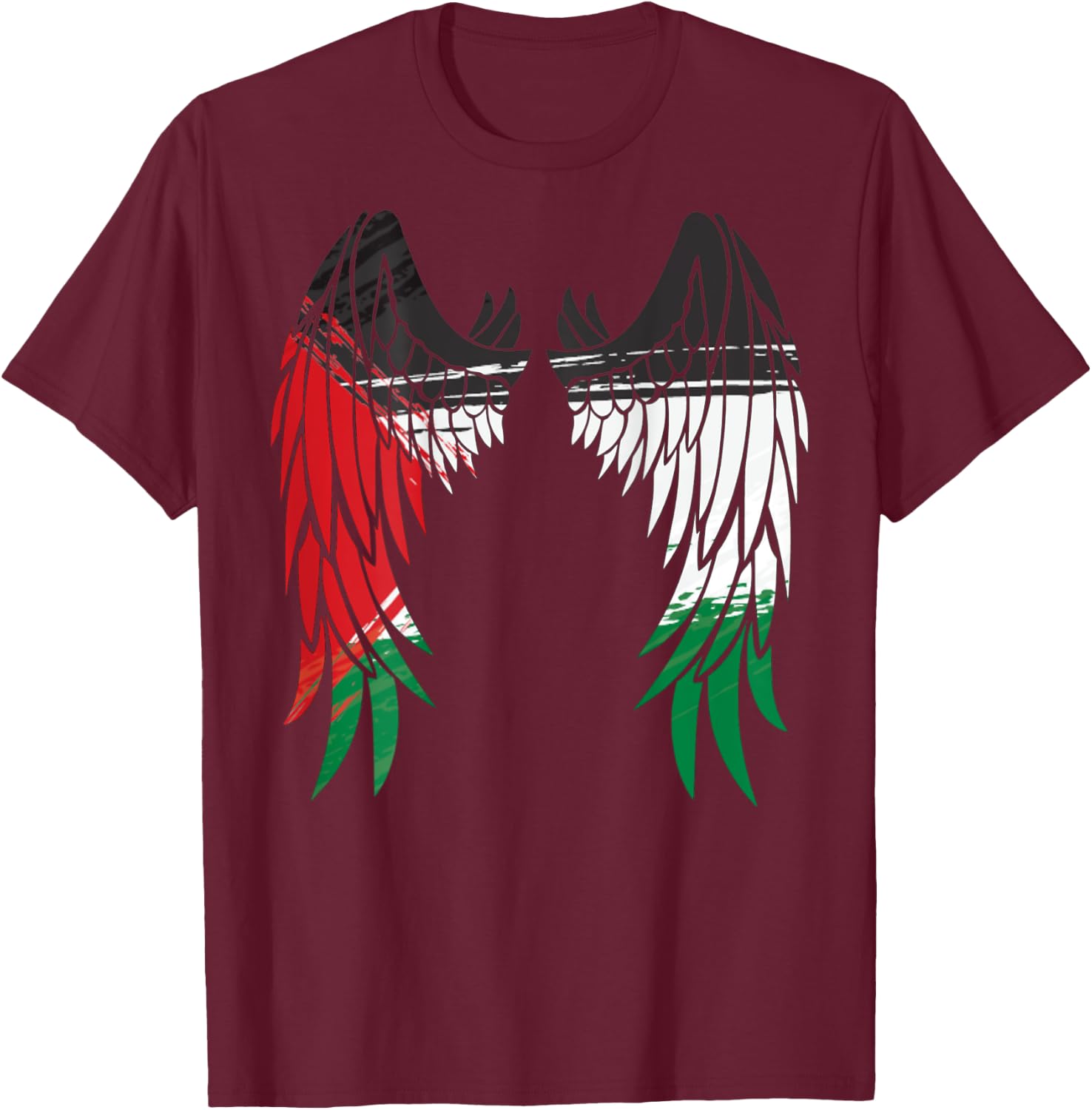Palestine Flag Dad On Back Side Palestinian Angel Kids Wings T-Shirt - T-Shirt | Maroon