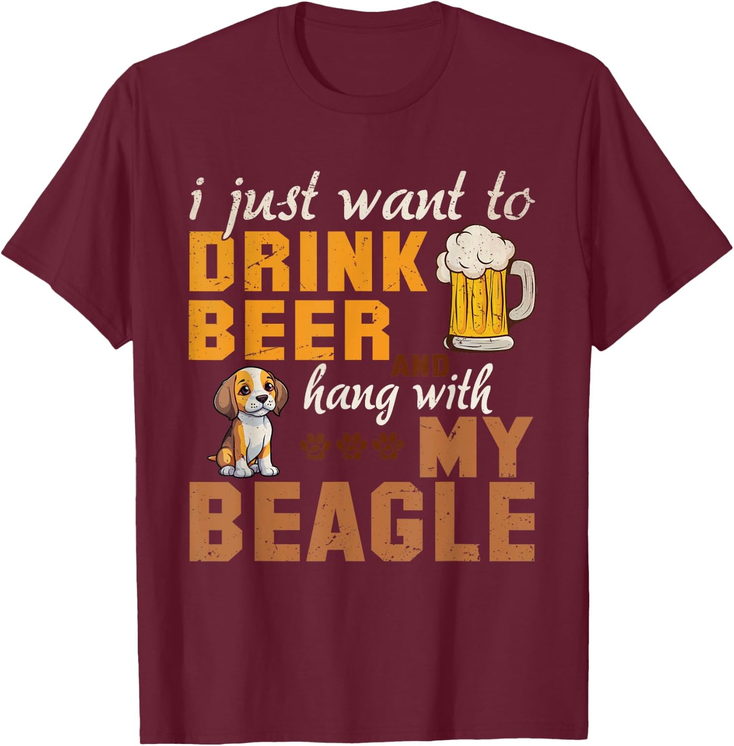 Beagle Dad Funny Father's Day Dog Lover Beer Daddy Cute Men Women T-Shirt - T-Shirt | Maroon