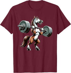 Horse Powerlifting Weightlifting Gym Workout T-Shirt - T-Shirt | Maroon