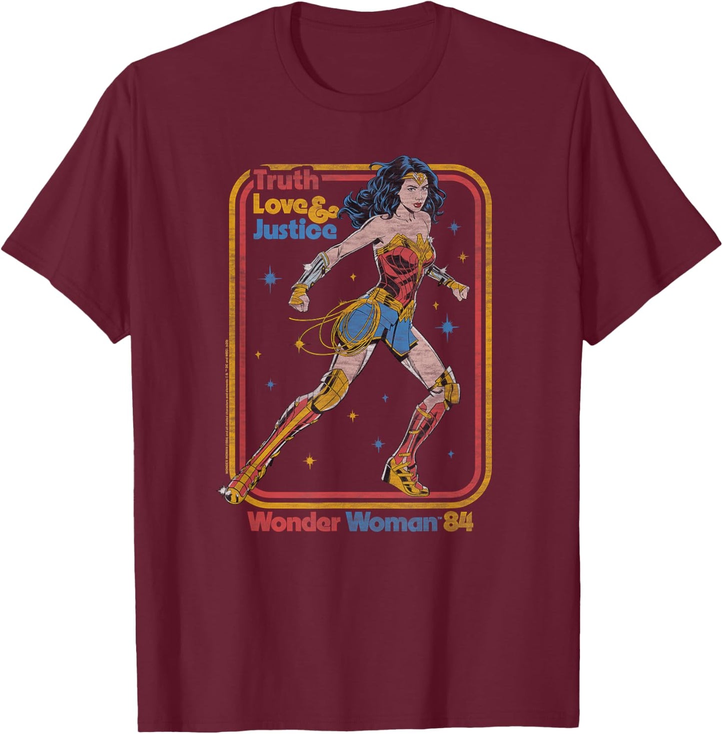 Wonder Woman 1984 Retro Justice '84 T-Shirt - T-Shirt | Maroon