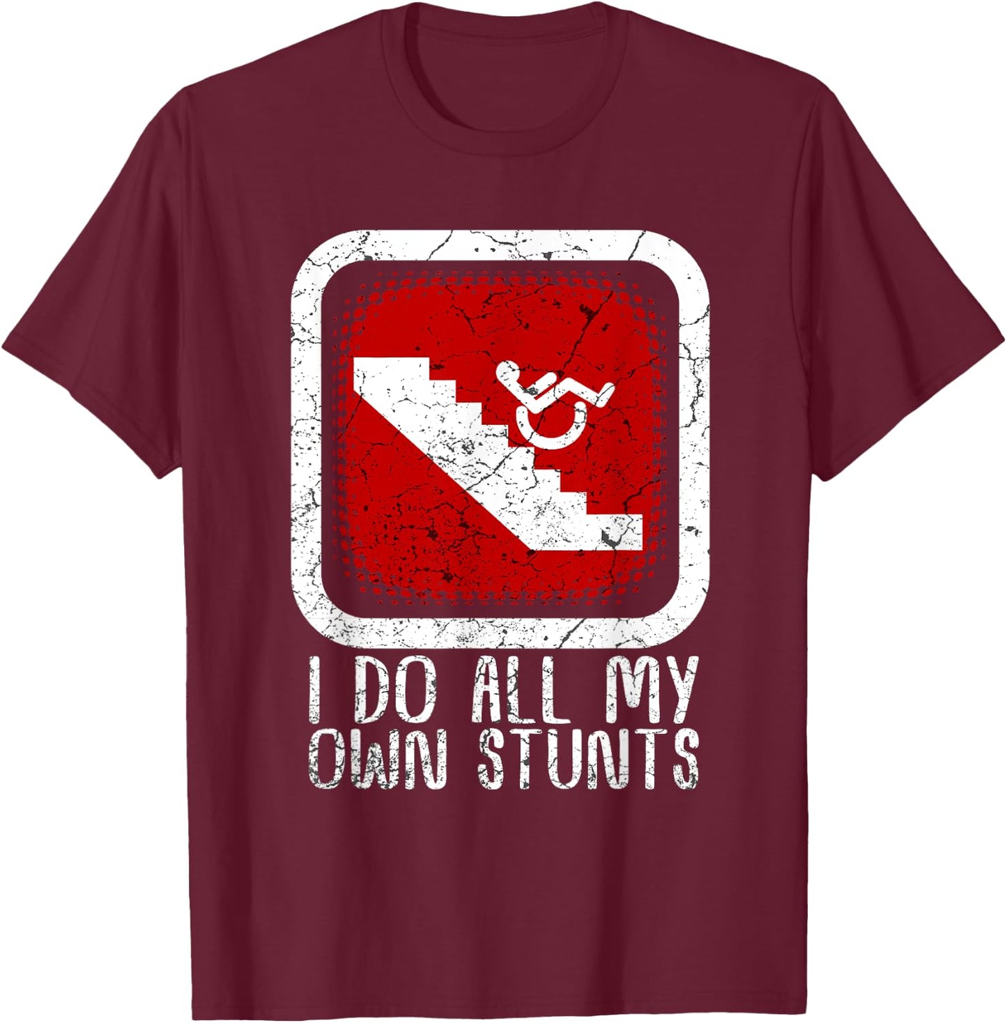 All Over Parking Gifts Funny Wheelchair Humor Disability Handicap Gift -Adults 3X-Large Black Short Sleeve Cotton Classic Fit T-Shirt - T-Shirt | Maroon