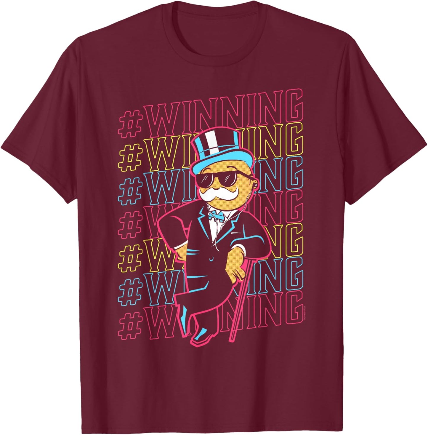Monopoly Rich Uncle Pennybags Winning T-Shirt - T-Shirt | Maroon
