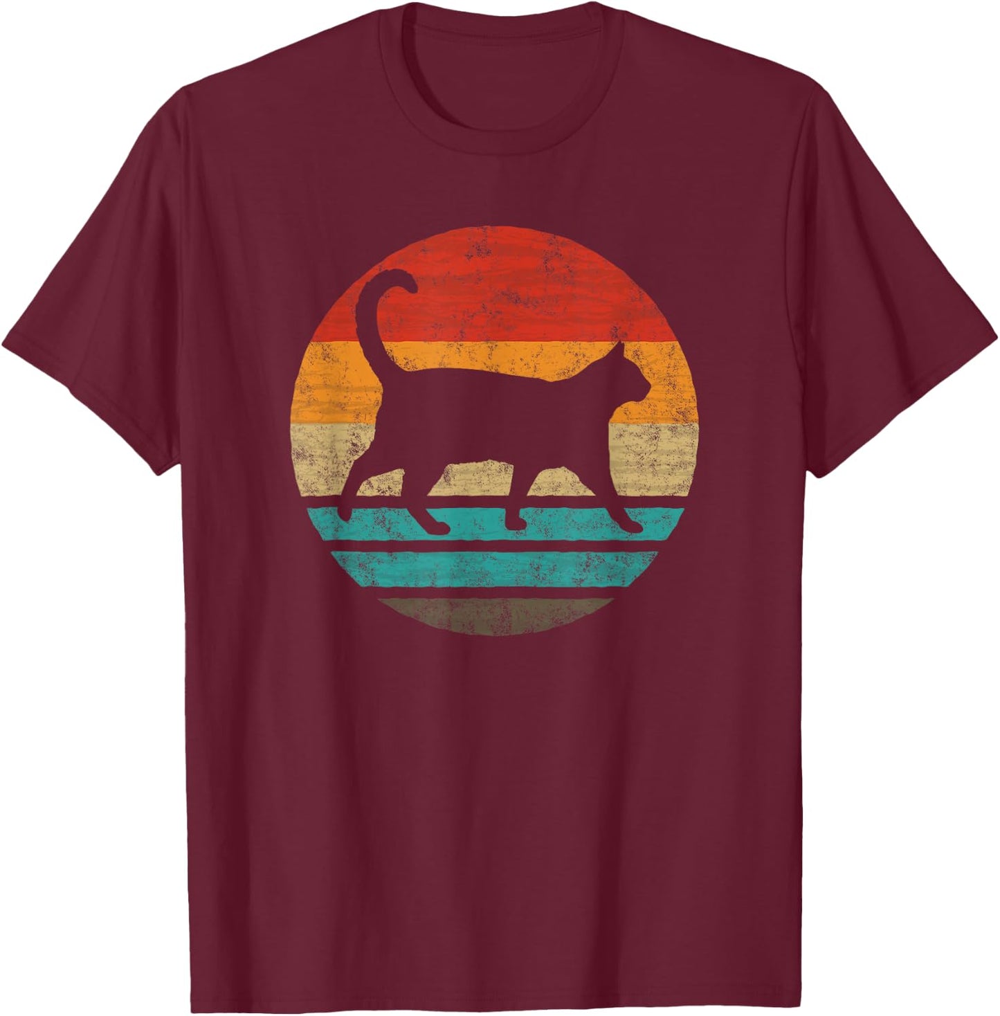Cat Retro Style Vintage T-Shirt - T-Shirt | Maroon
