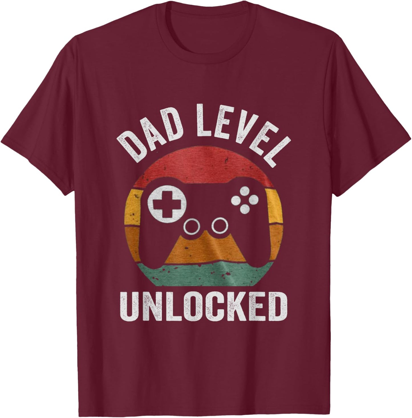 Funny New Dad Dad Level Unlocked day Gaming T-Shirt - T-Shirt | Maroon