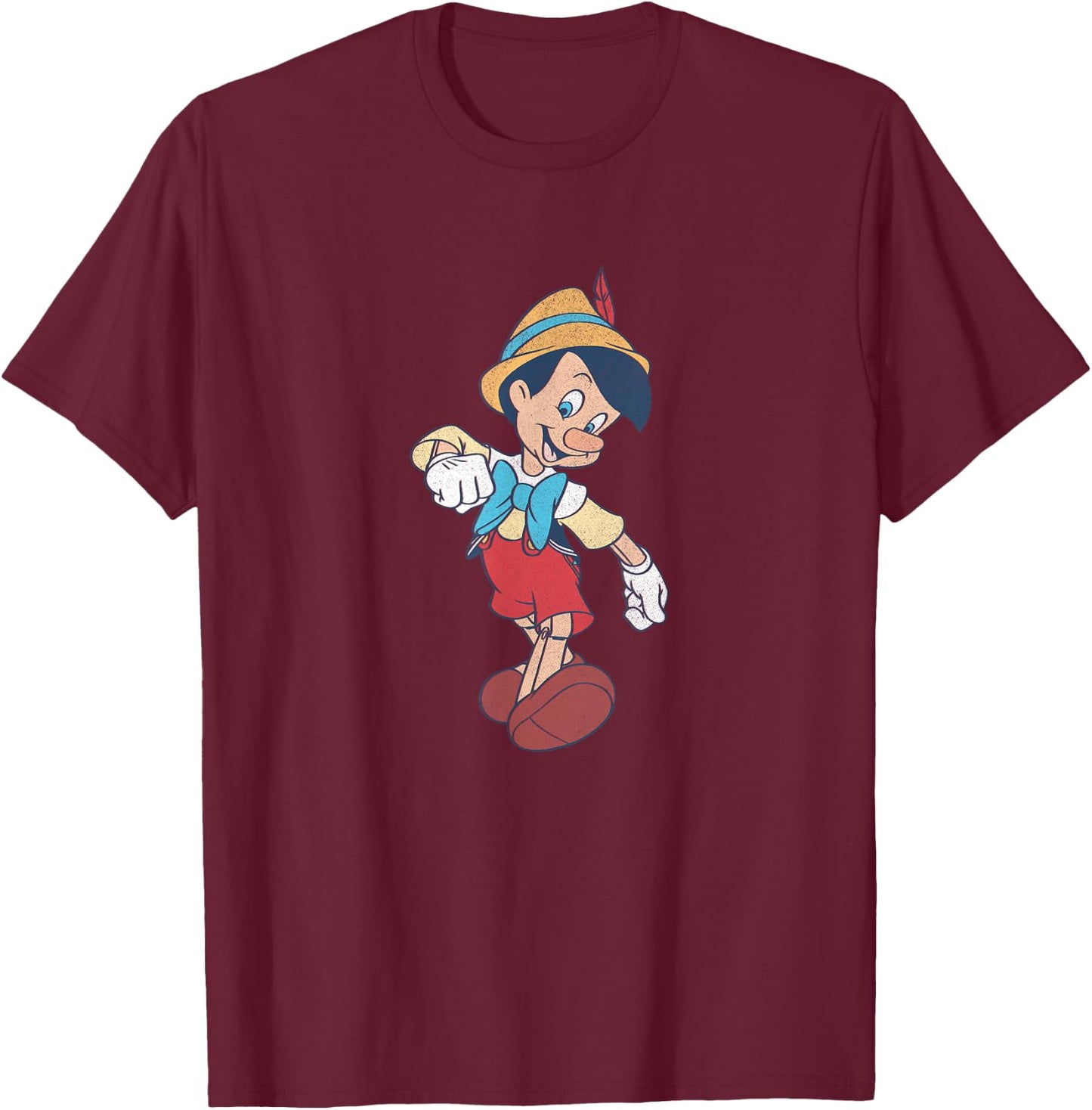 Disney Pinocchio Strutting with A Smile Full Body T-Shirt - T-Shirt | Maroon