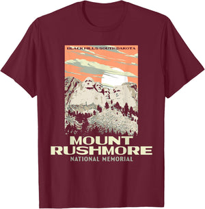 Mount Rushmore - South Dakota WPA Style T-Shirt - T-Shirt | Maroon