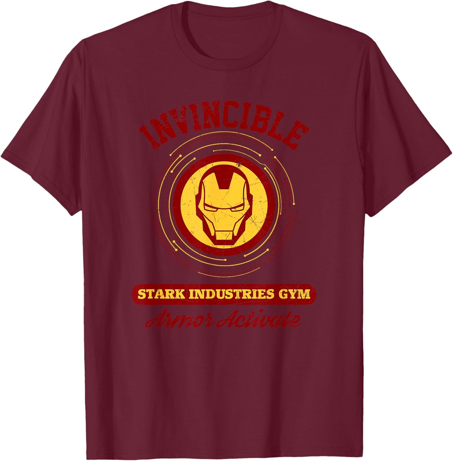 Marvel Iron Man Invincible Stark Industries Gym T-Shirt - T-Shirt | Maroon