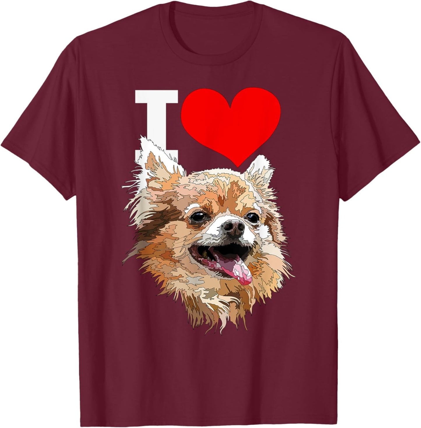 I Love Chihuahua Long Haired Happy Chiwawa Dog Lover T-Shirt - T-Shirt | Maroon