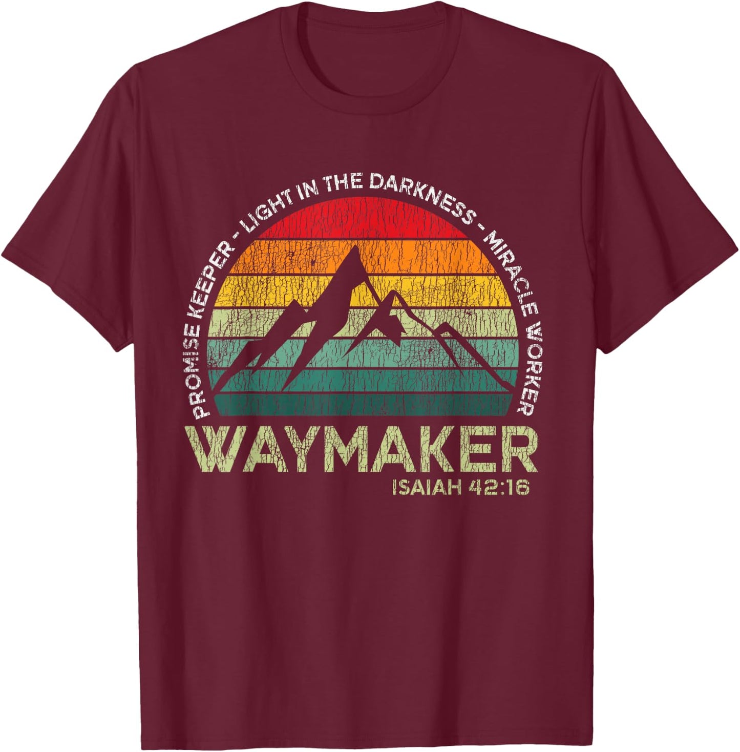 Vintage Waymaker Promise Keeper Miracle Worker Christian T-Shirt - T-Shirt | Maroon