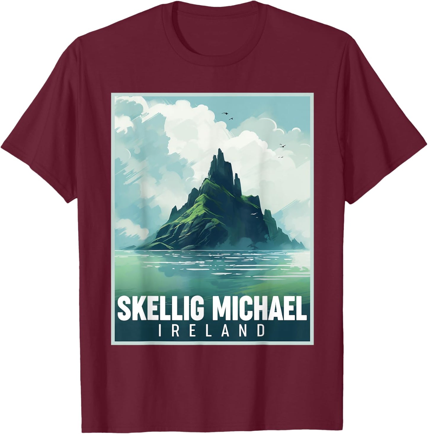 Skellig Michael Ireland St Patrick's Day Wild Atlantic Way T-Shirt - T-Shirt | Maroon