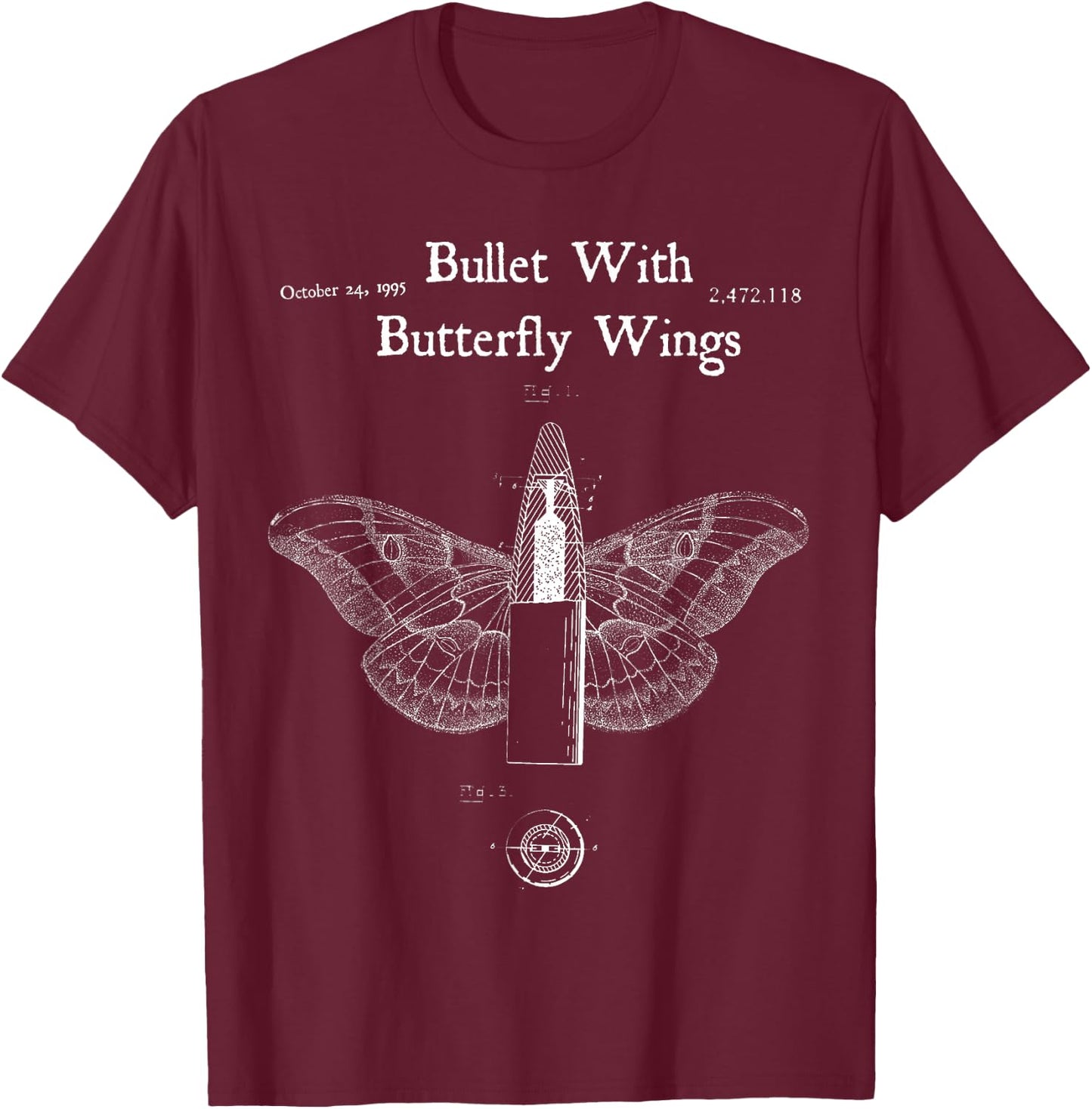 Bullet Butterfly Wings Alternative 90s Rock Music T-Shirt - T-Shirt | Maroon