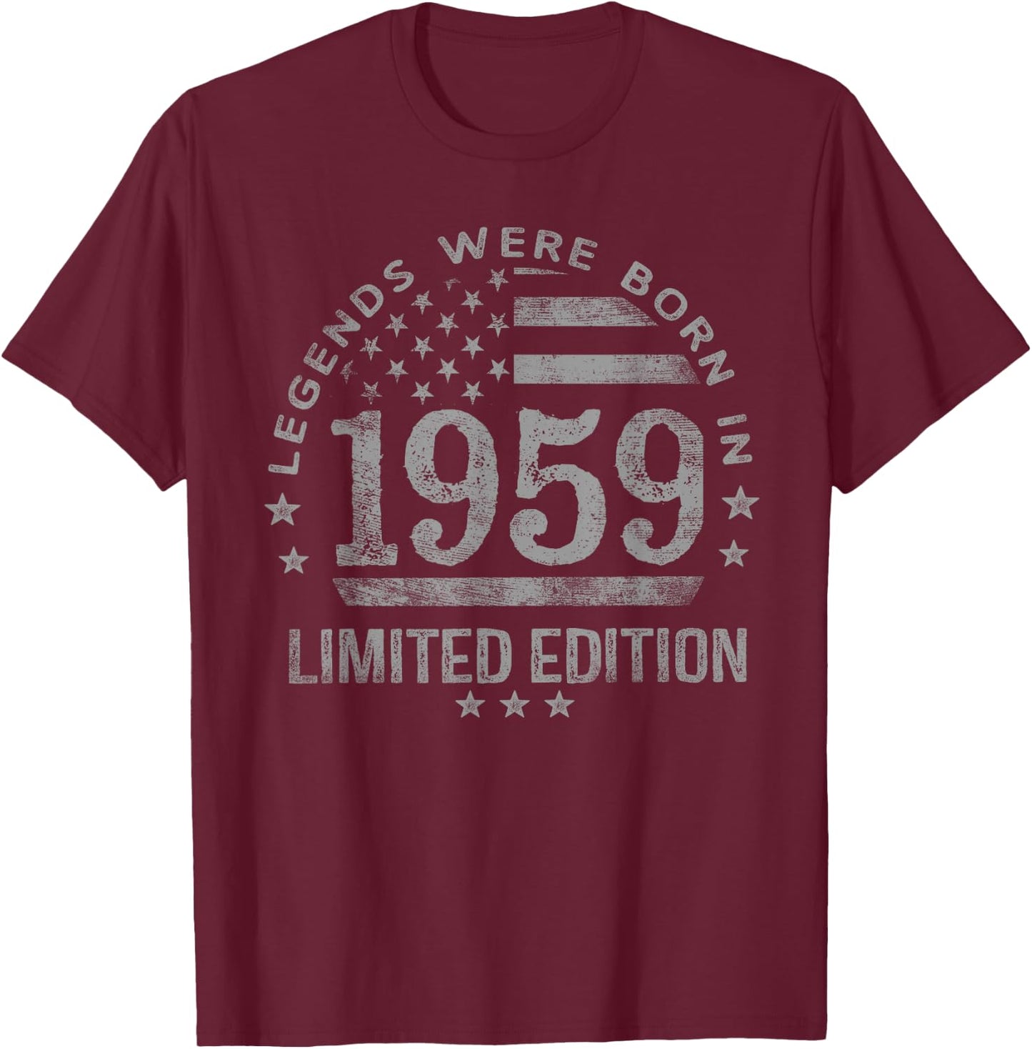 Legends were Born in 1959 USA Flag T-Shirt - T-Shirt | Maroon