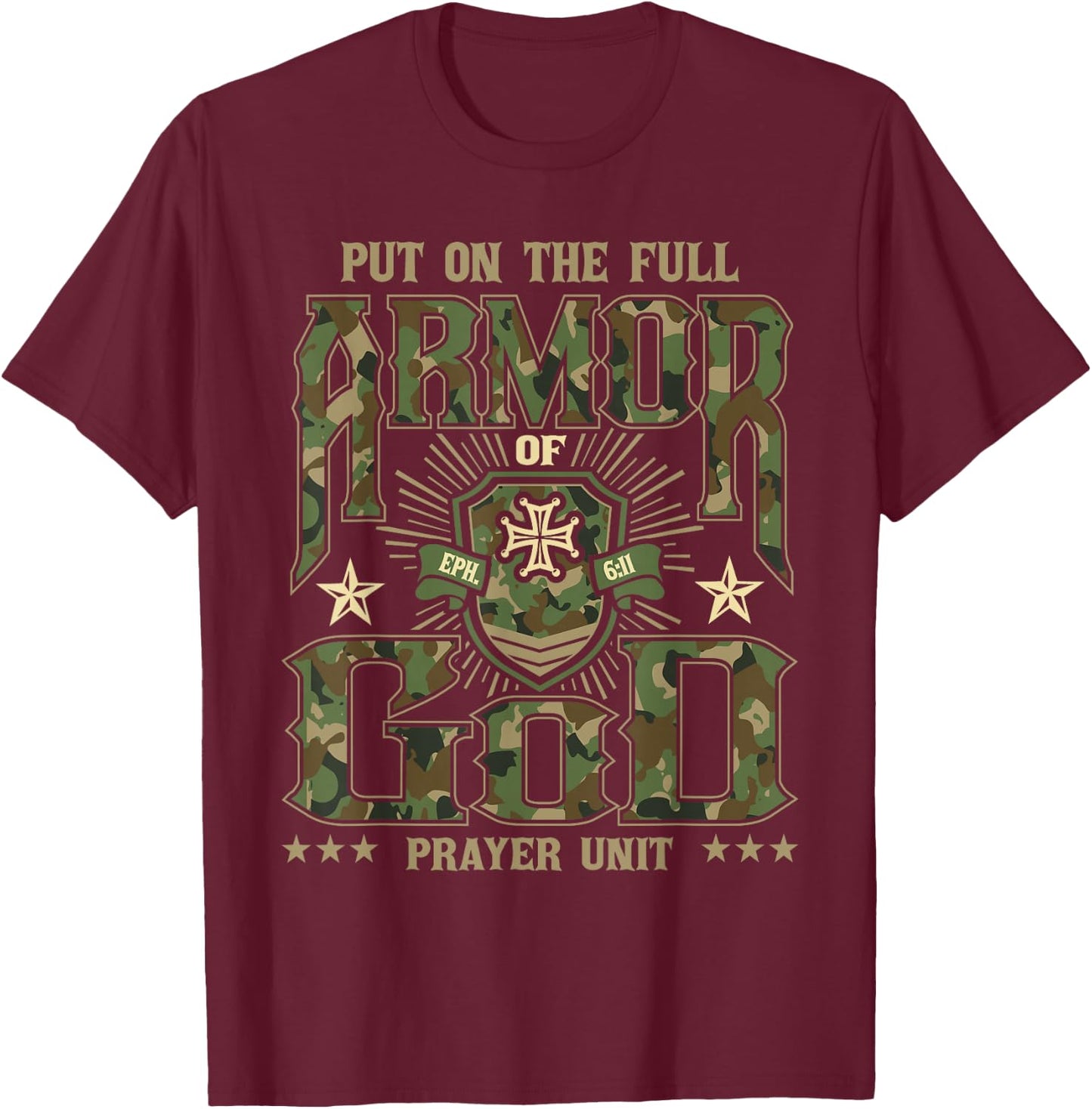 Put On The Full Armor Of God - Christian Religious Bible T-Shirt - T-Shirt | Maroon