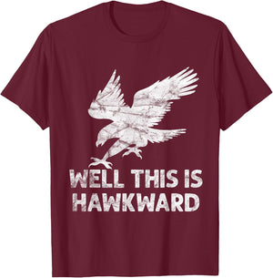 Well This is Hawkward Vintage Hawk Bird T-Shirt - T-Shirt | Maroon