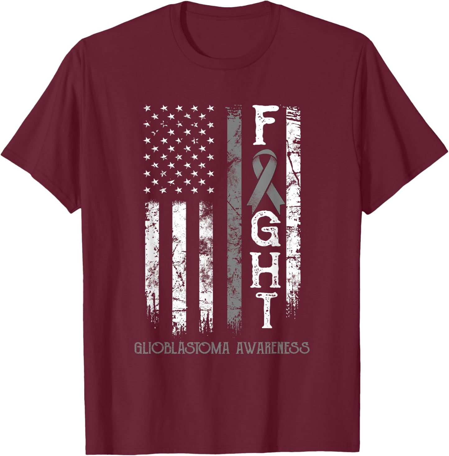 Glioblastoma Warrior US Flag T-Shirt - T-Shirt | Maroon
