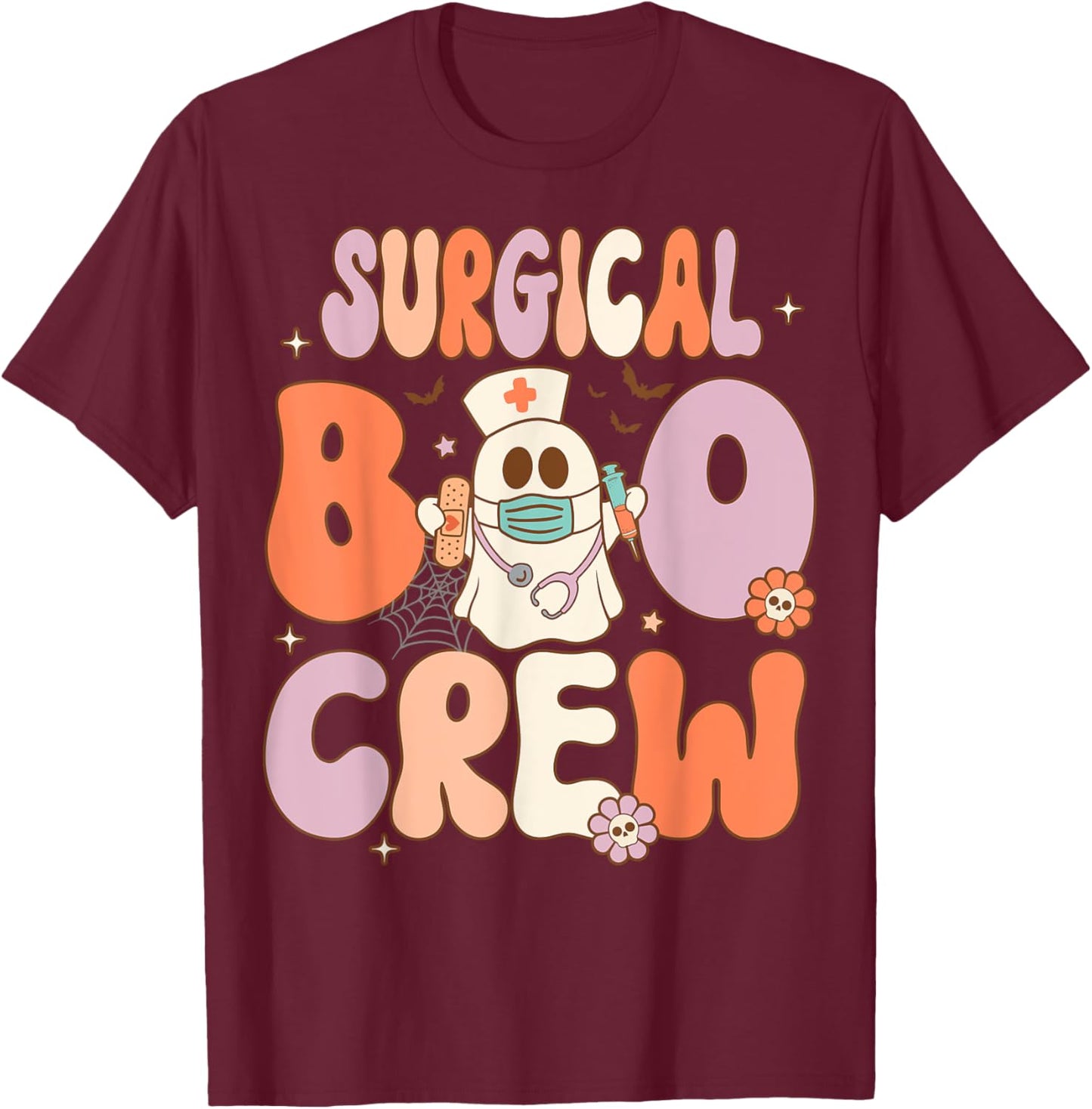 Surgical Boo Crew Nurse Funny Halloween Easy Costume T-Shirt - T-Shirt | Maroon